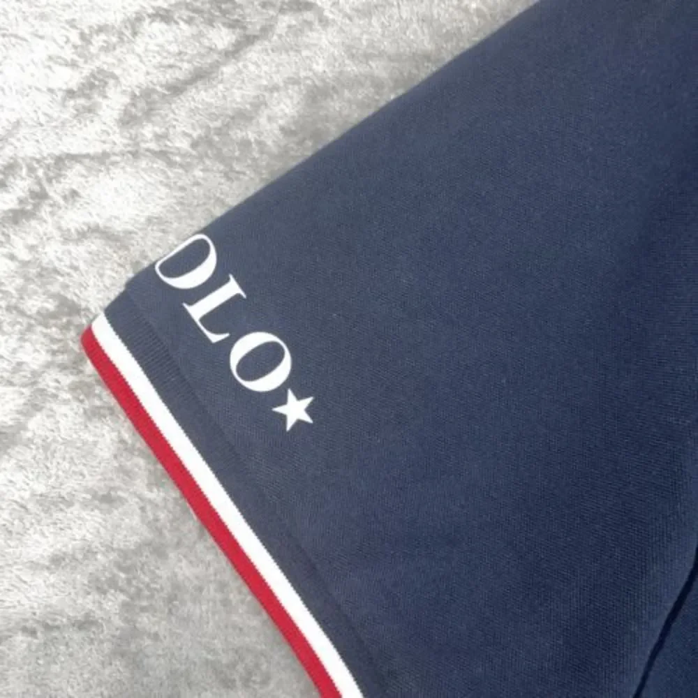 Polo Ralph Lauren Men’s 2XB Shirt Pique Cotton Navy Logo Spellout Collar *read*‎